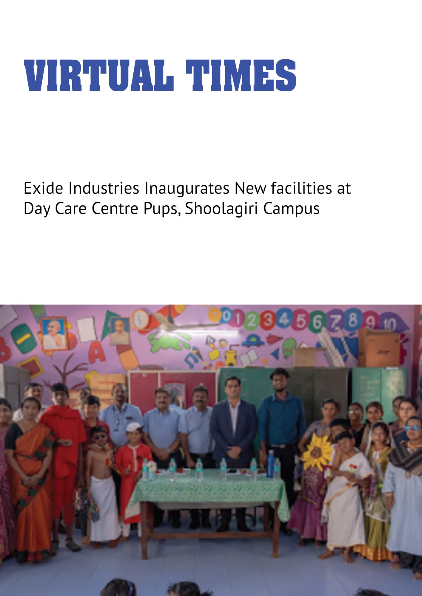 Exide Industries Inaugurates New facilities at Day Care Centre Pups, Shoolagiri Campus